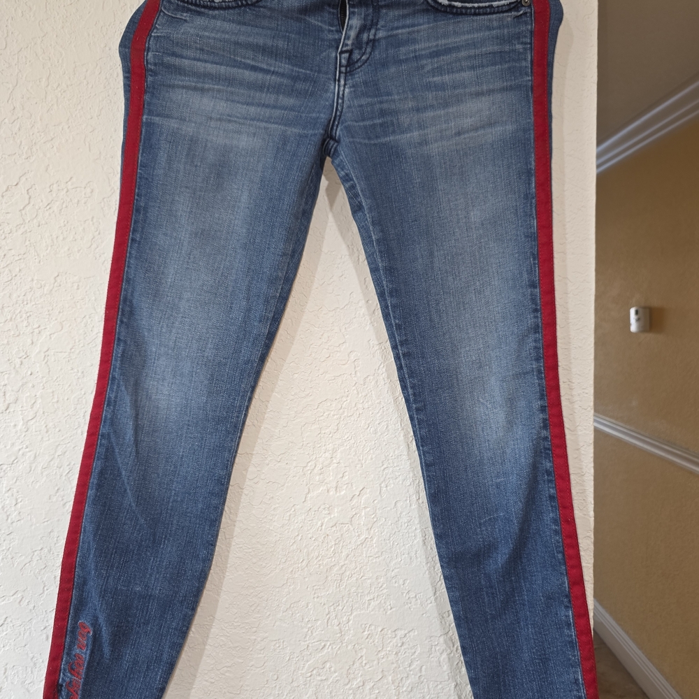 Joie Blue Skinny Jeans with Red Trim